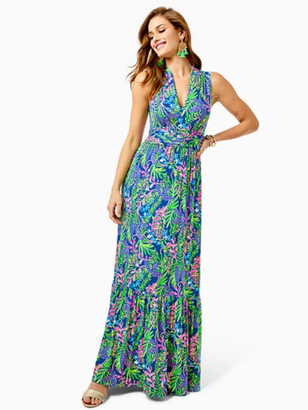 Lily Pulitzer Pearce Maxi Dress - Borealis Blue XL - Picture 1 of 9